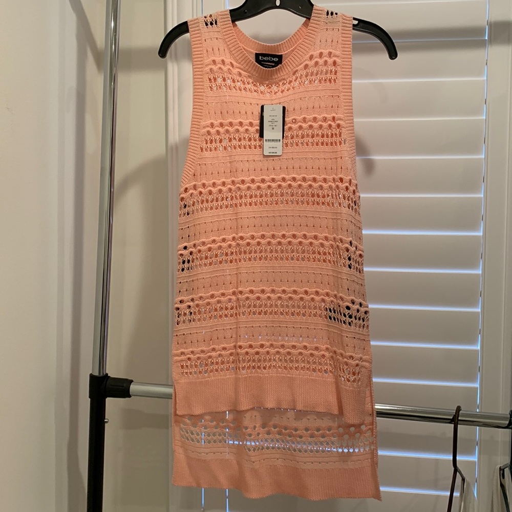 Bebe Peach color tank. Delicate fabric, size medium, new with tags.